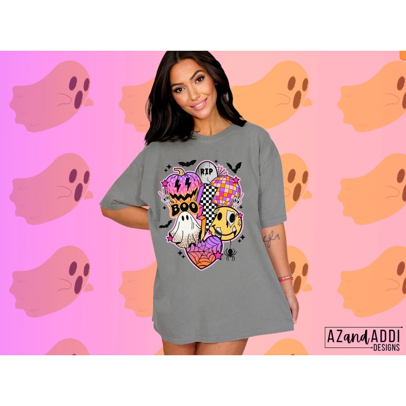 Retro Halloween png, Halloween smiley face png, Halloween sublimation design, spooky vibes png, leopard pumpkin png, digital download png - 3.jpg