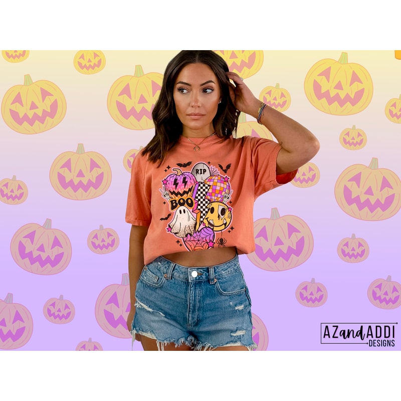 Retro Halloween png, Halloween smiley face png, Halloween sublimation design, spooky vibes png, leopard pumpkin png, digital download png - 4.jpg