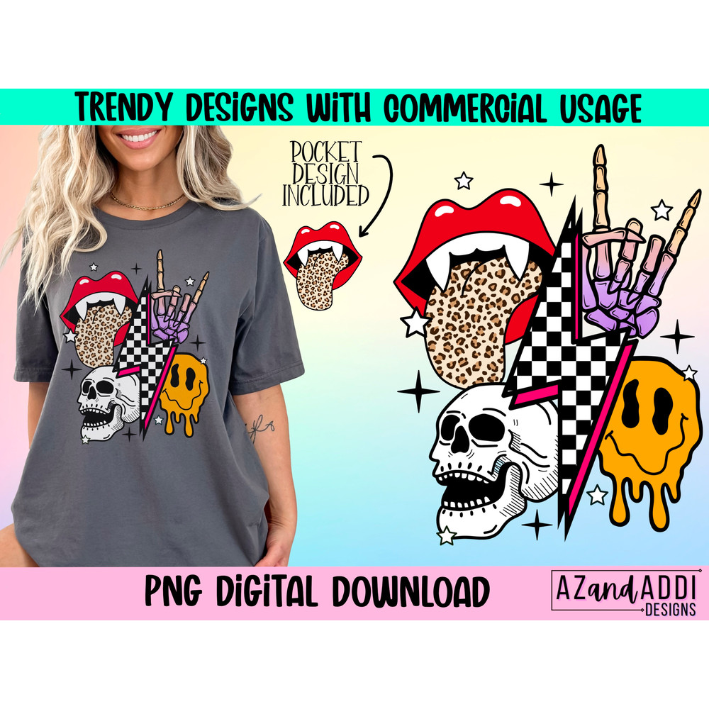 Retro Halloween png, Halloween sublimation design, Halloween skull png, melting smiley face png, trendy Halloween shirt design, retro png - 1.jpg