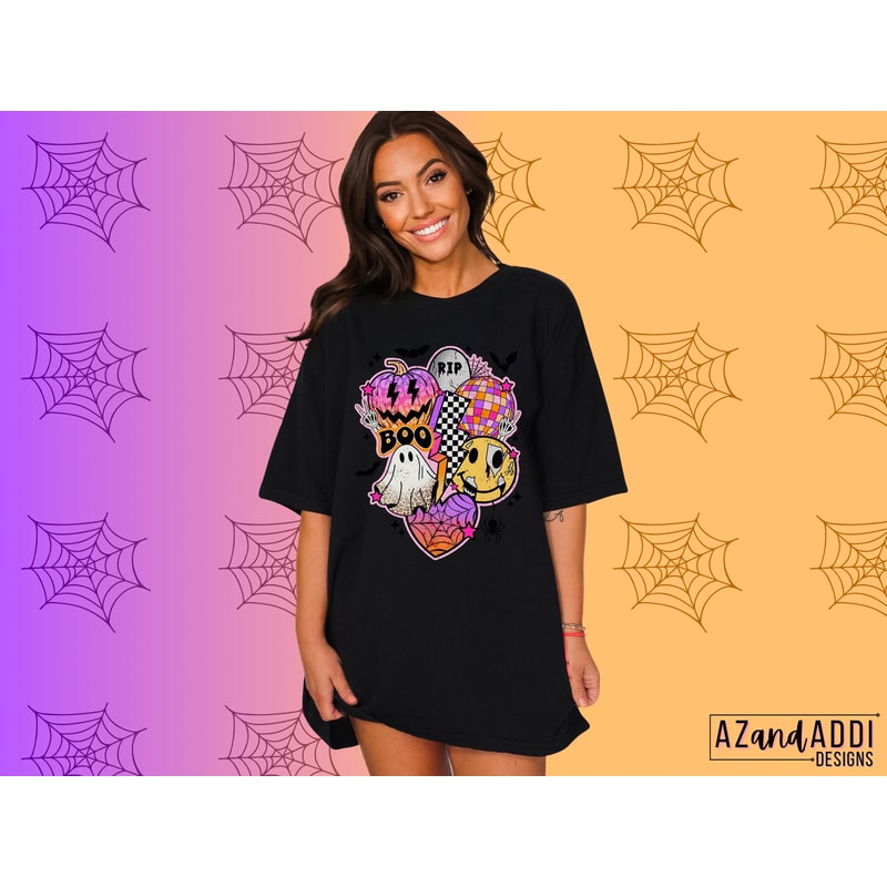 Retro Halloween png, Halloween smiley face png, Halloween sublimation design, spooky vibes png, leopard pumpkin png, digital download png - 7.jpg