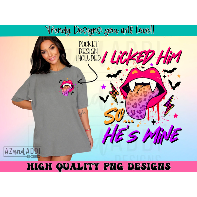 Retro Halloween png, Halloween sublimation design, I licked it so it’s mine png, vampire lips png, funny Halloween png, digital download - 1.jpg