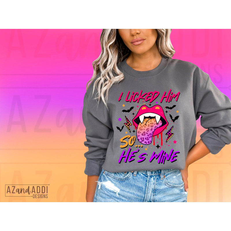 Retro Halloween png, Halloween sublimation design, I licked it so it’s mine png, vampire lips png, funny Halloween png, digital download - 3.jpg