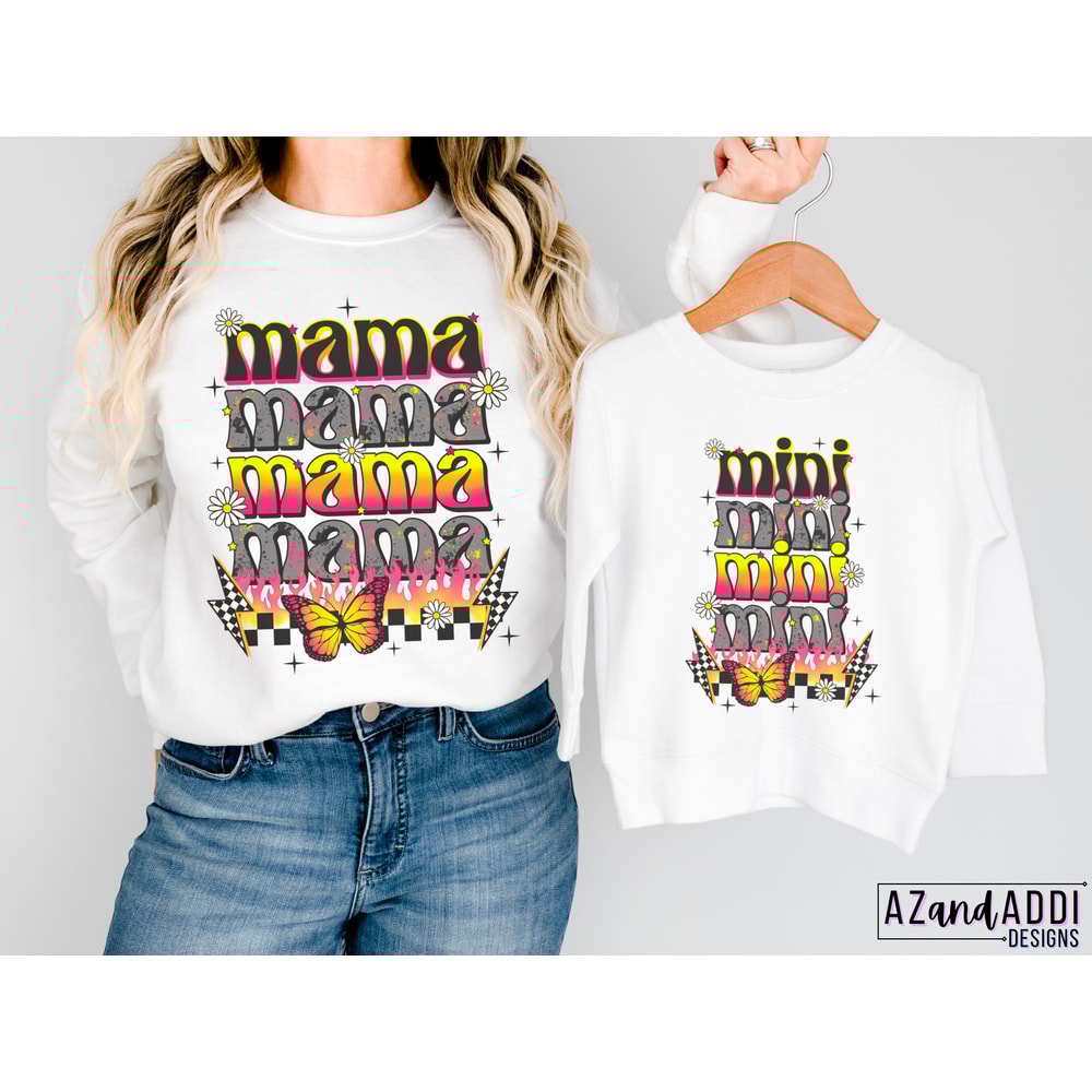 Retro mama mini matching png sublimation design download, mama mini png, mom daughter png, Mother’s Day png, matching mama mini shirt design - 4.jpg
