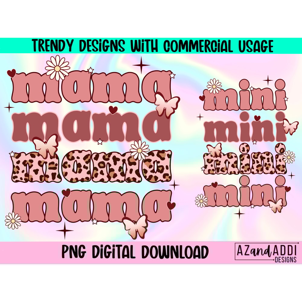 Retro mama mini png, mama and mini matching design, retro sublimation png, mom daughter shirt design, digital download, Mother’s Day png - 1.jpg