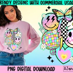 retro smiley face collage png, retro spring sublimation desi