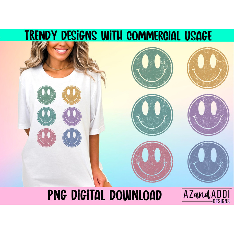 Retro smiley face png, distressed smiley face sublimation design, happy face png, trendy smiley face, smiley face shirt, digital download - 1.jpg