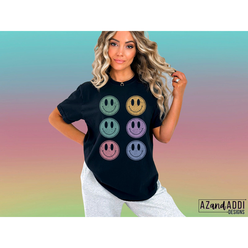 Retro smiley face png, distressed smiley face sublimation design, happy face png, trendy smiley face, smiley face shirt, digital download - 2.jpg