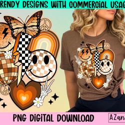 retro smiley face sublimation png, retro boho png, smiley fa