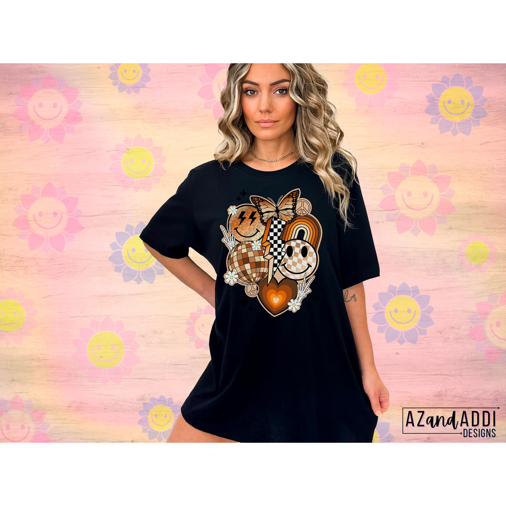 Retro smiley face sublimation png, retro boho png, smiley face collage png, digital download, shirt designs, groovy smiley, trendy png - 4.jpg