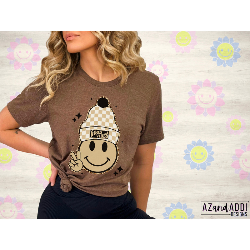 Retro smiley face with beanie png, good vibes sublimation design, good vibes smiley, trendy smiley face, checkered beanie, digital download - 4.jpg