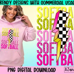 retro softball png, checkered lightning bolt png, softball v