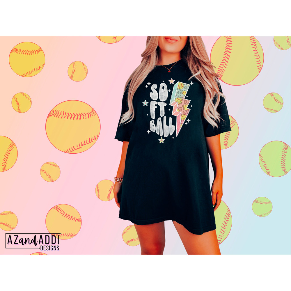 Retro softball png, softball lightning bolt png, leopard softball design, retro softball sublimation png, softball vibes png, retro sports - 4.jpg