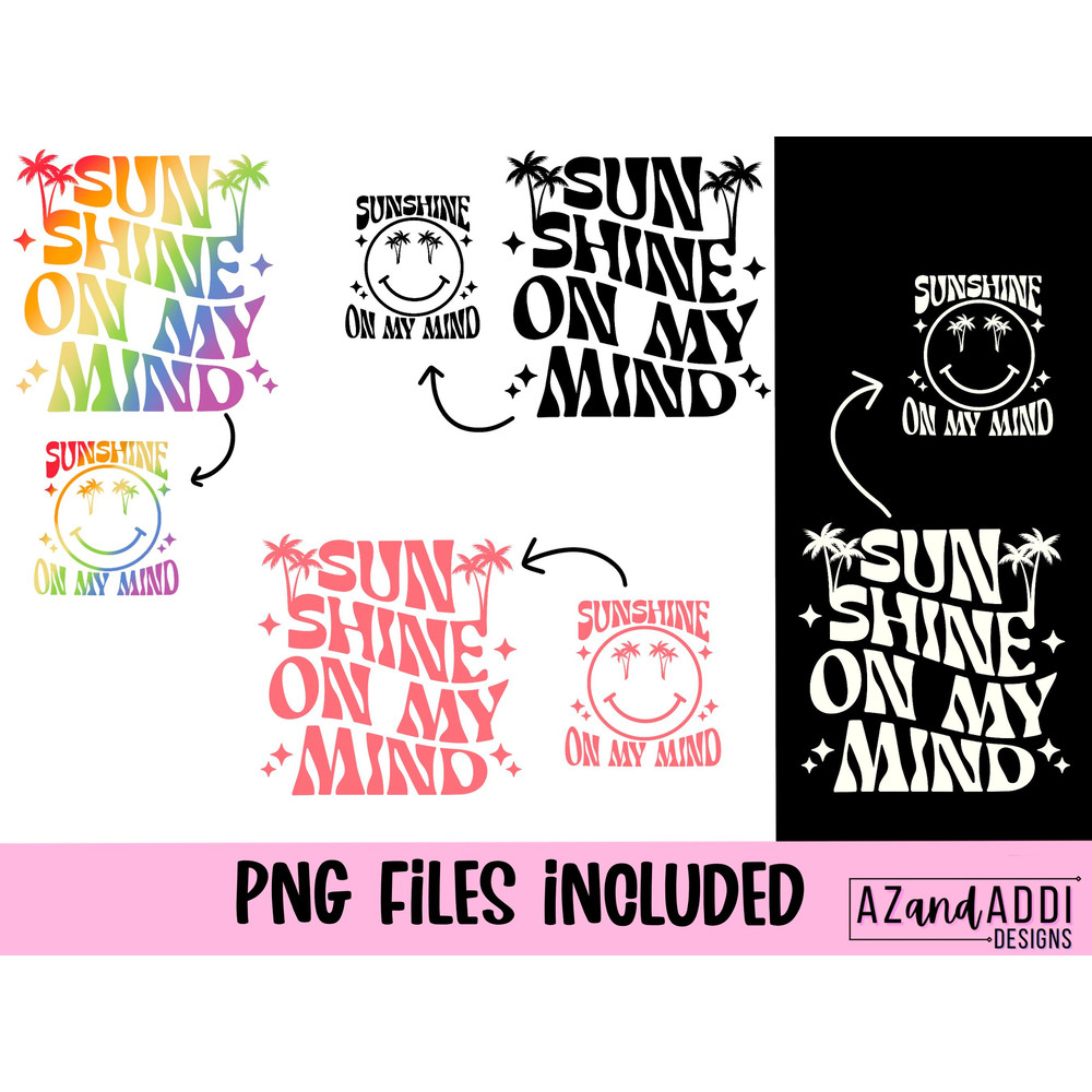 Retro summer png, sunshine on my mind png, summer sublimation design, summer vacation shirt design, trendy front back design, digital print - 2.jpg
