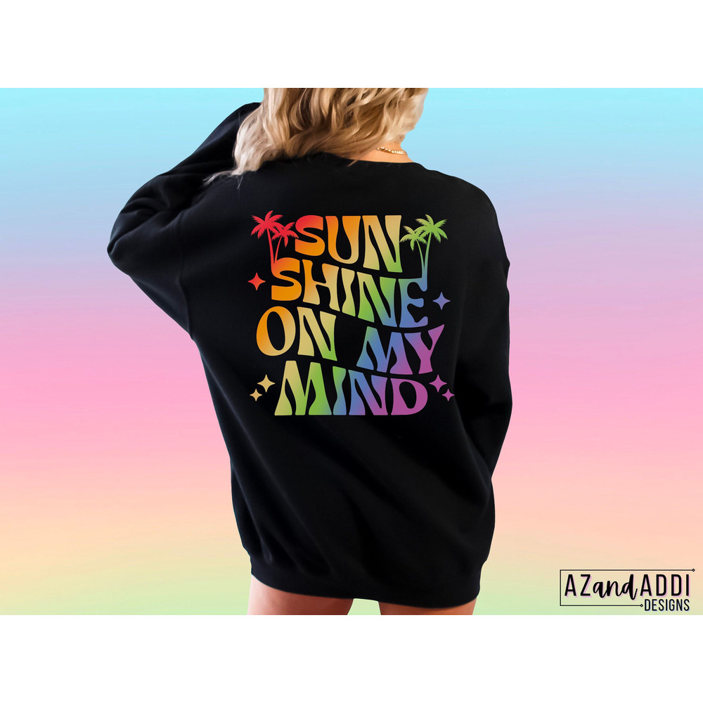 Retro summer png, sunshine on my mind png, summer sublimation design, summer vacation shirt design, trendy front back design, digital print - 5.jpg