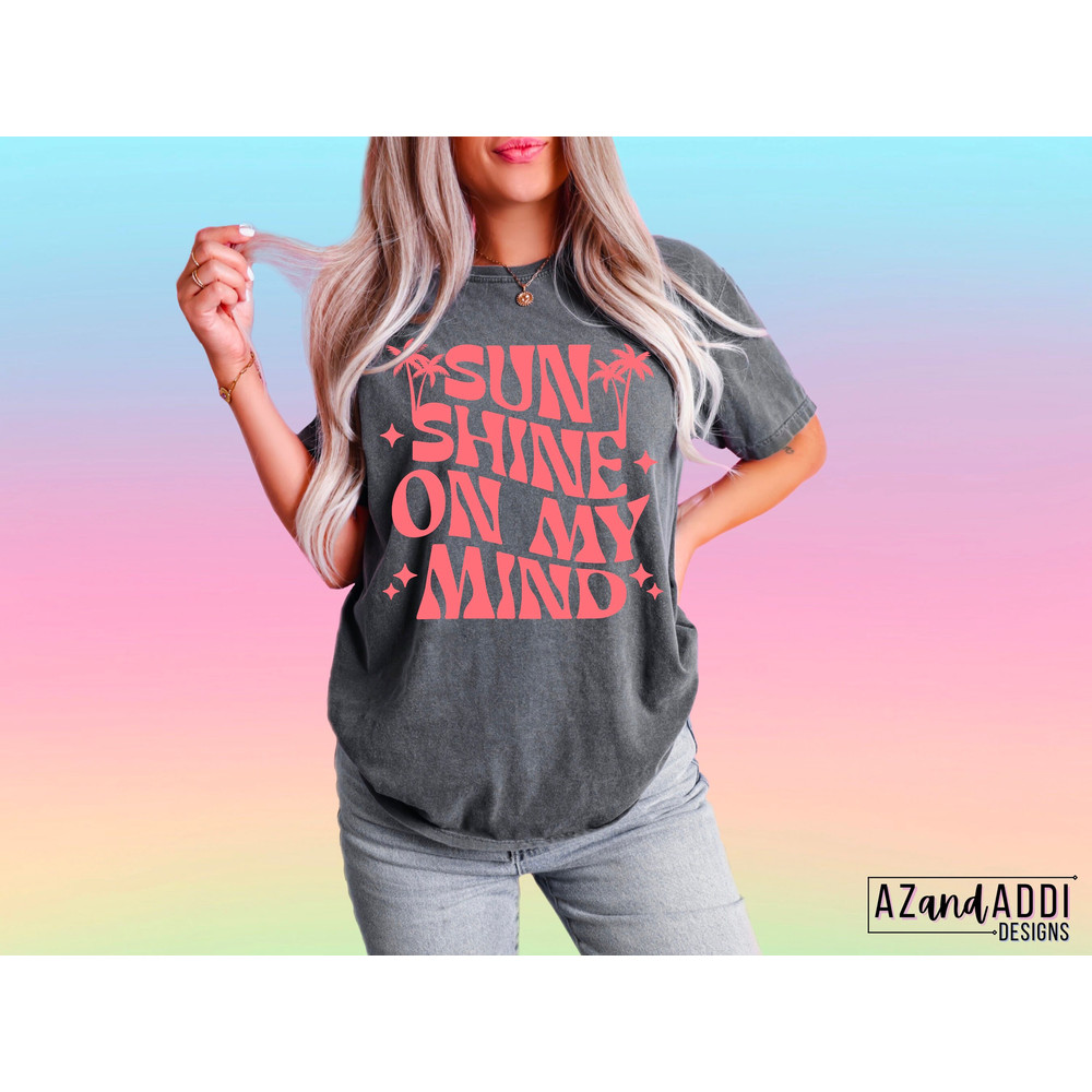 Retro summer png, sunshine on my mind png, summer sublimation design, summer vacation shirt design, trendy front back design, digital print - 6.jpg