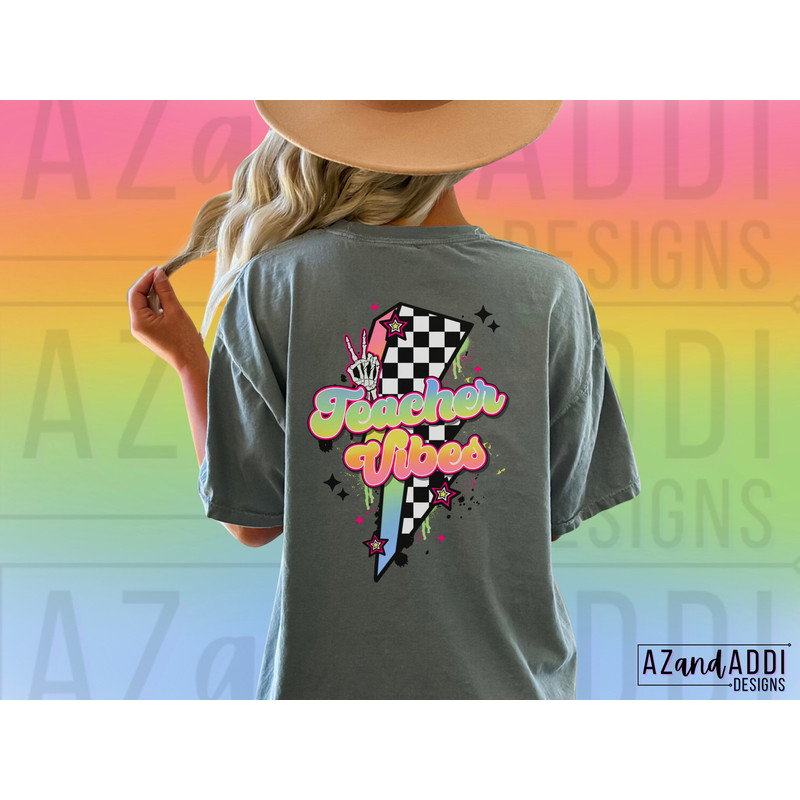 Retro teacher png, teacher vibes sublimation, back to school png, occupation png, front and back png, trendy teacher shirt design, retro png - 3.jpg