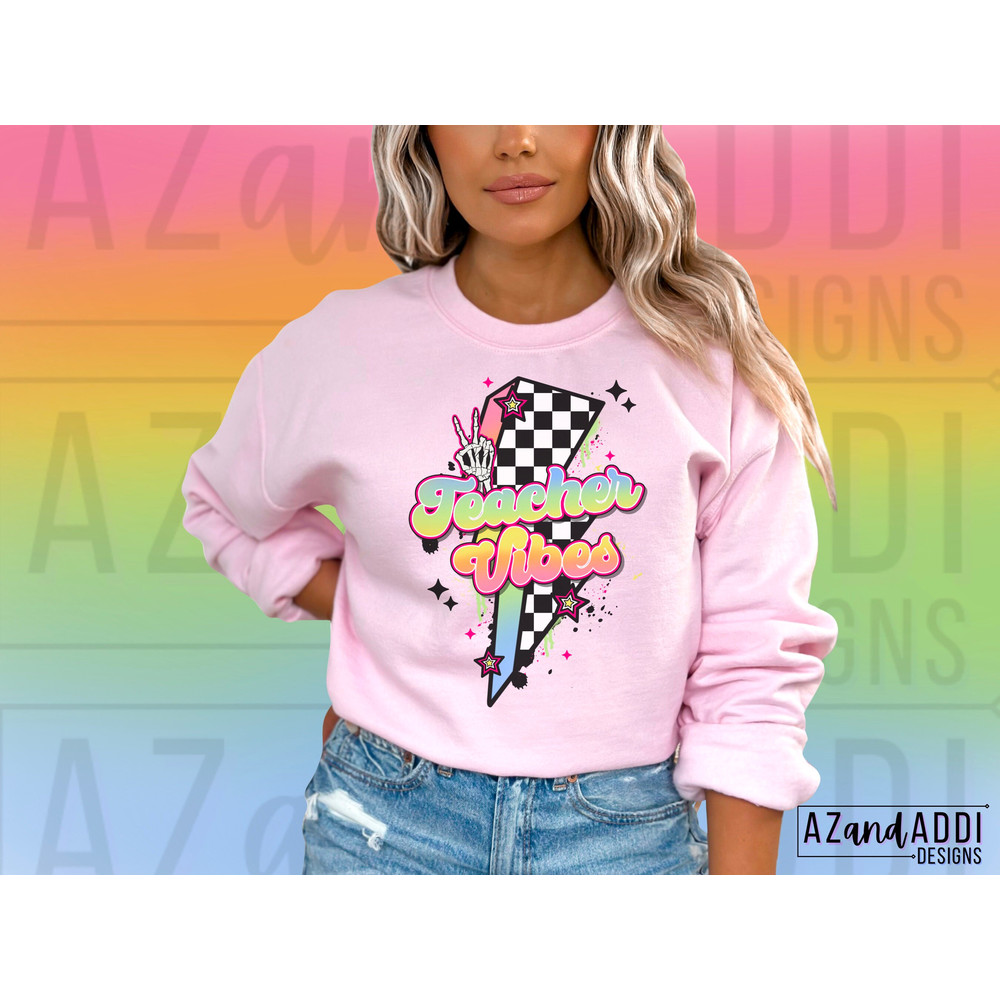 Retro teacher png, teacher vibes sublimation, back to school png, occupation png, front and back png, trendy teacher shirt design, retro png - 4.jpg