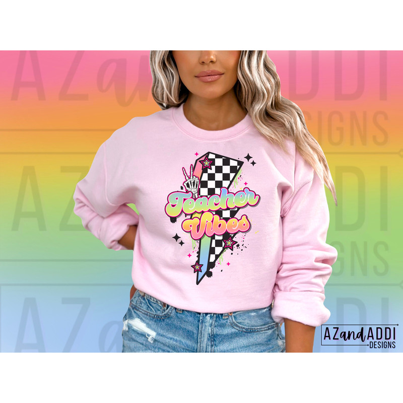 Retro teacher png, teacher vibes sublimation, back to school png, occupation png, front and back png, trendy teacher shirt design, retro png - 4.jpg