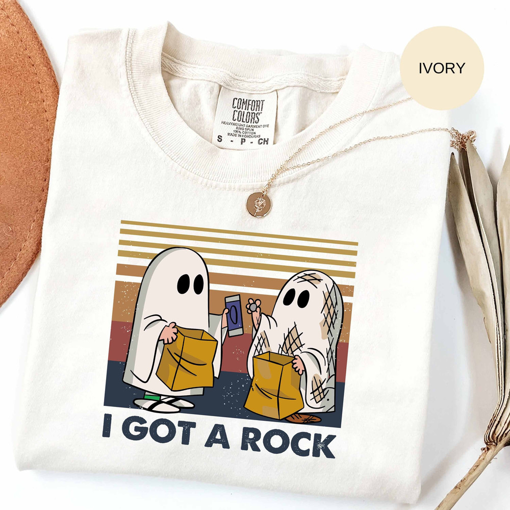 Comfort Colors® Retro Halloween Shirt, Cute Ghost Shirt, Ghost Halloween Tee, I Got A Rock Shirt, Halloween Party Shirt, Halloween Gifts - 1.jpg