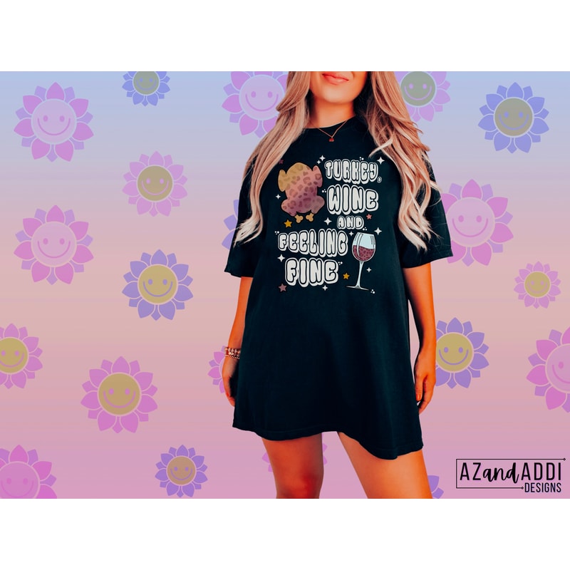 Retro thanksgiving png, Turkey wine and feeling fine png, Friendsgiving sublimation, retro Friendsgiving png, Turkey png, thankful png - 3.jpg