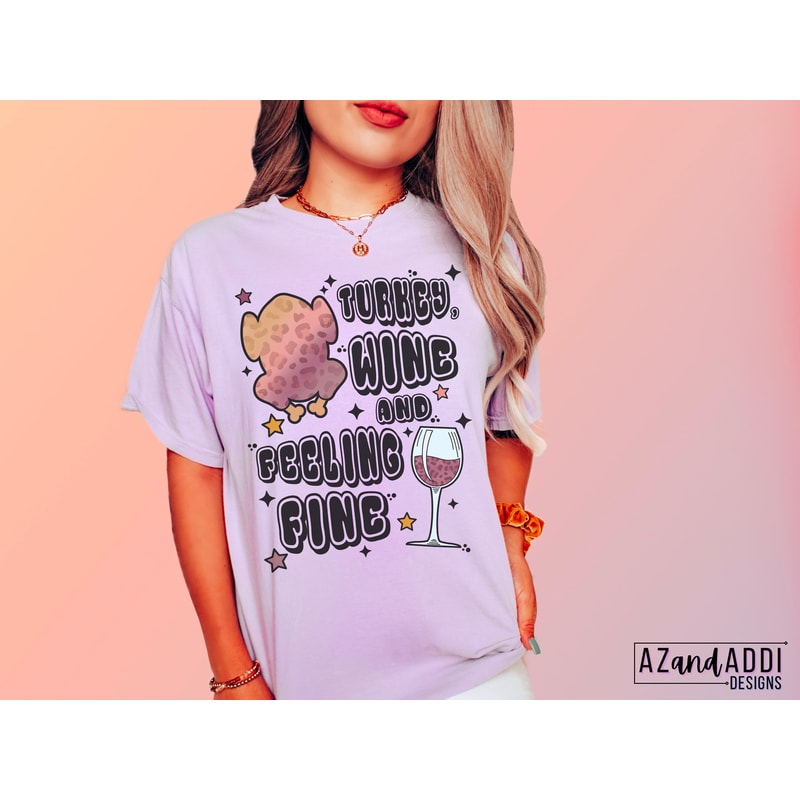 Retro thanksgiving png, Turkey wine and feeling fine png, Friendsgiving sublimation, retro Friendsgiving png, Turkey png, thankful png - 4.jpg