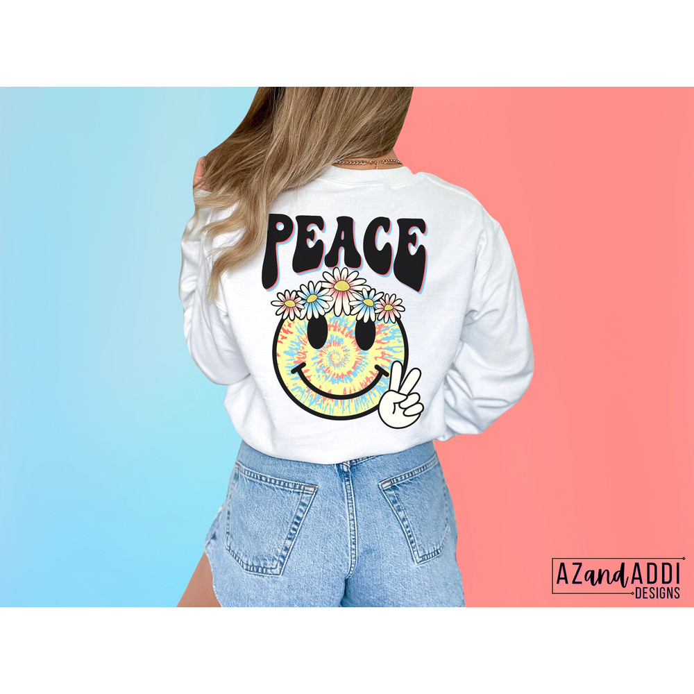 Retro tie dye smiley face png, smiley face sublimation design, peace sign smiley face, hippie smiley face, retro groovy, digital download - 6.jpg