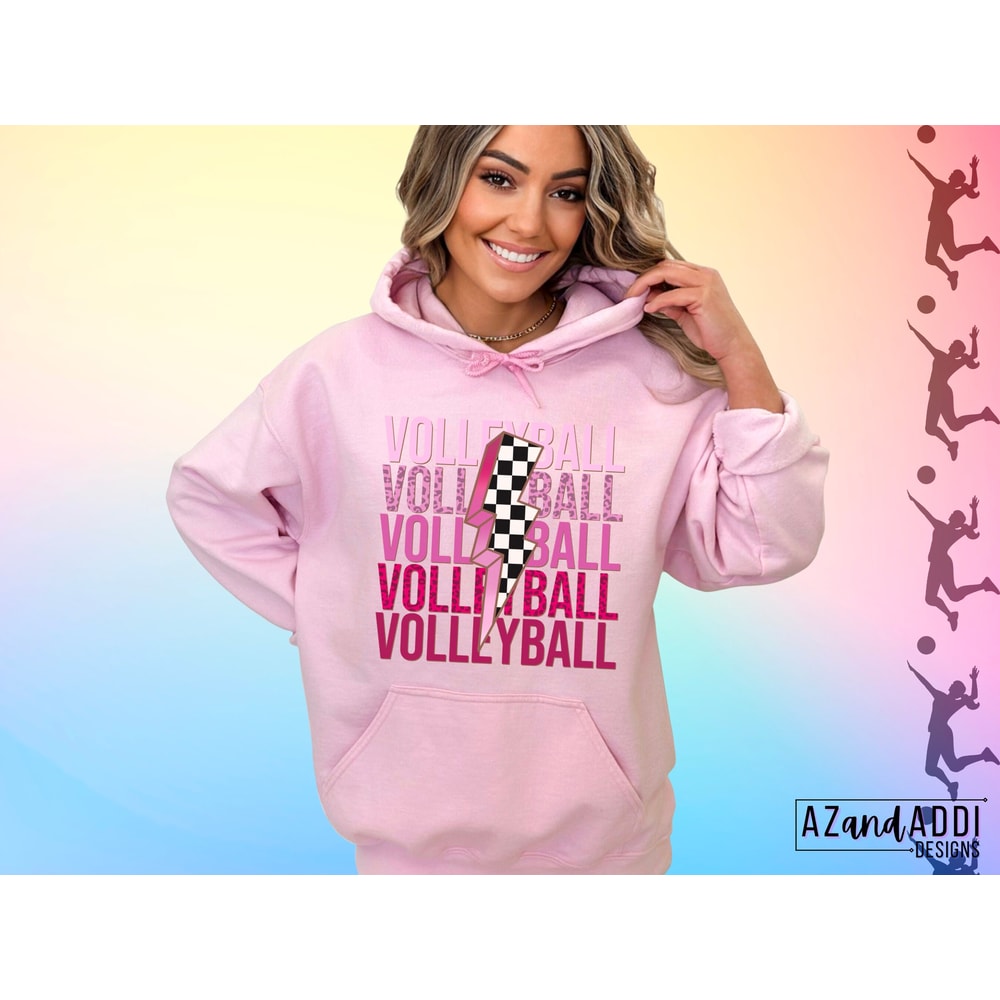 Retro volleyball png, volleyball lightning bolt, checkered volleyball, game day volleyball, volleyball sublimation design, volleyball mom - 2.jpg