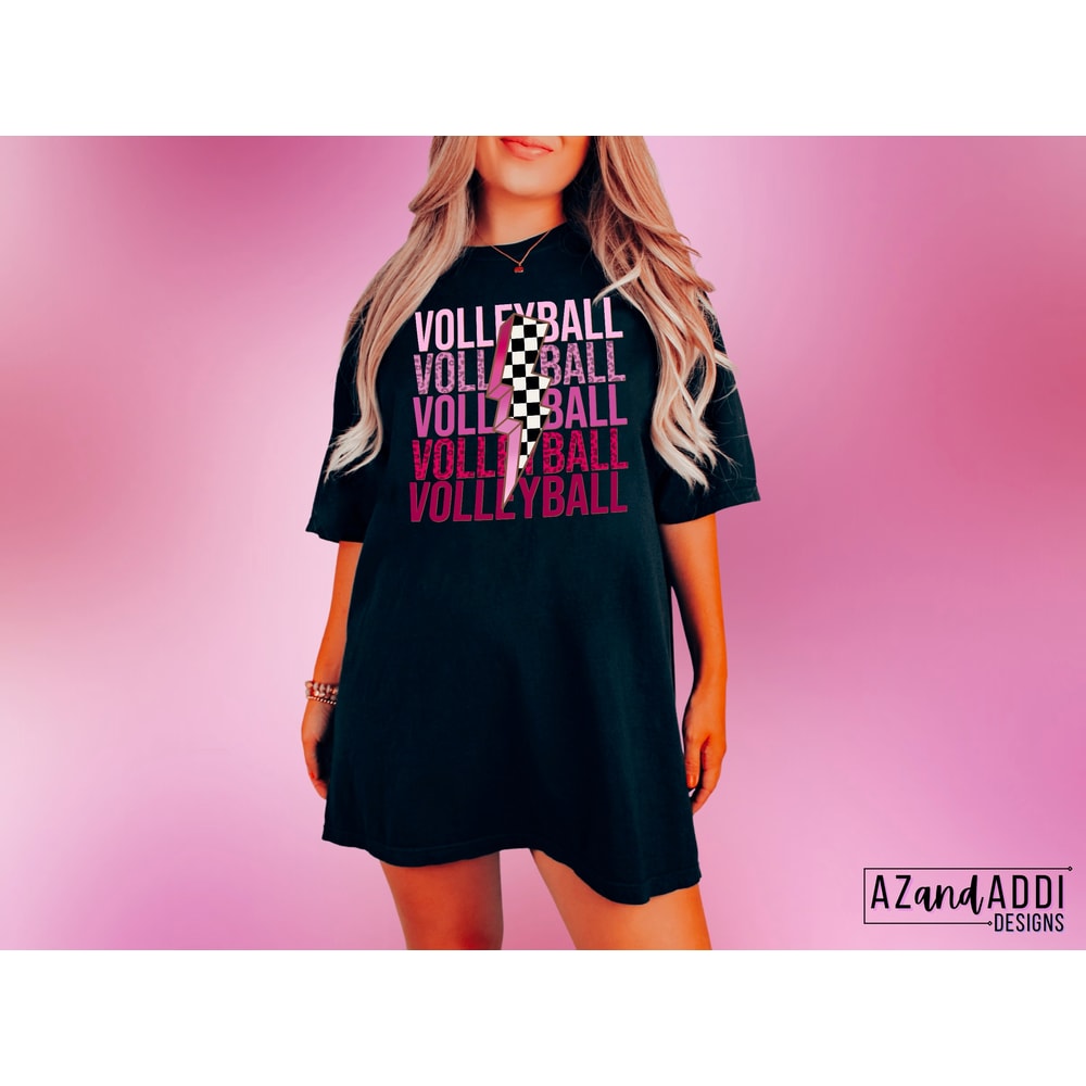 Retro volleyball png, volleyball lightning bolt, checkered volleyball, game day volleyball, volleyball sublimation design, volleyball mom - 3.jpg