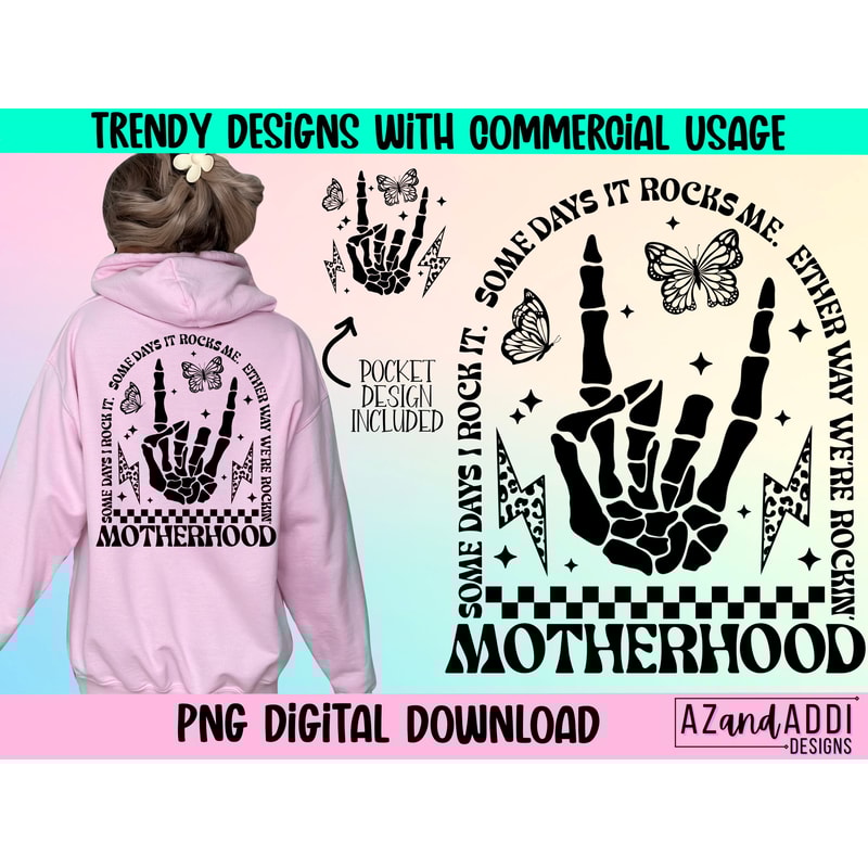 Rockin motherhood png, retro mama sublimation design, some days I rock it png, Mother’s Day digital t-shirt design, trendy front back png - 1.jpg