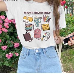 favorite teacher things retro vintage png, teacher appreciation gift, back to school png, gift for t