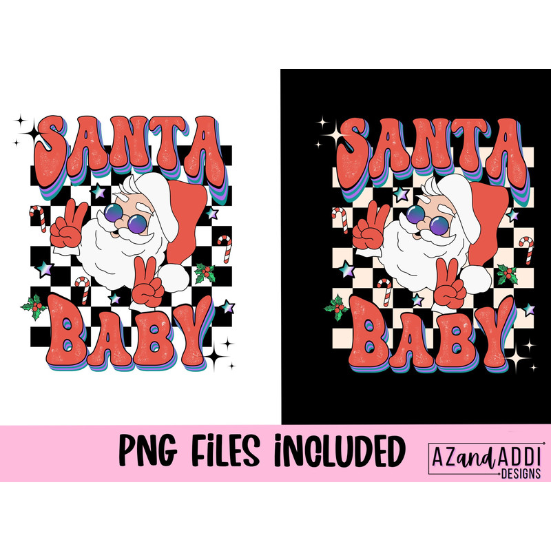 Santa Baby Png, Retro Christmas Png, Christmas Sublimation design, Retro Santa Claus Png, Groovy Christmas Png, Merry and Bright - 2.jpg