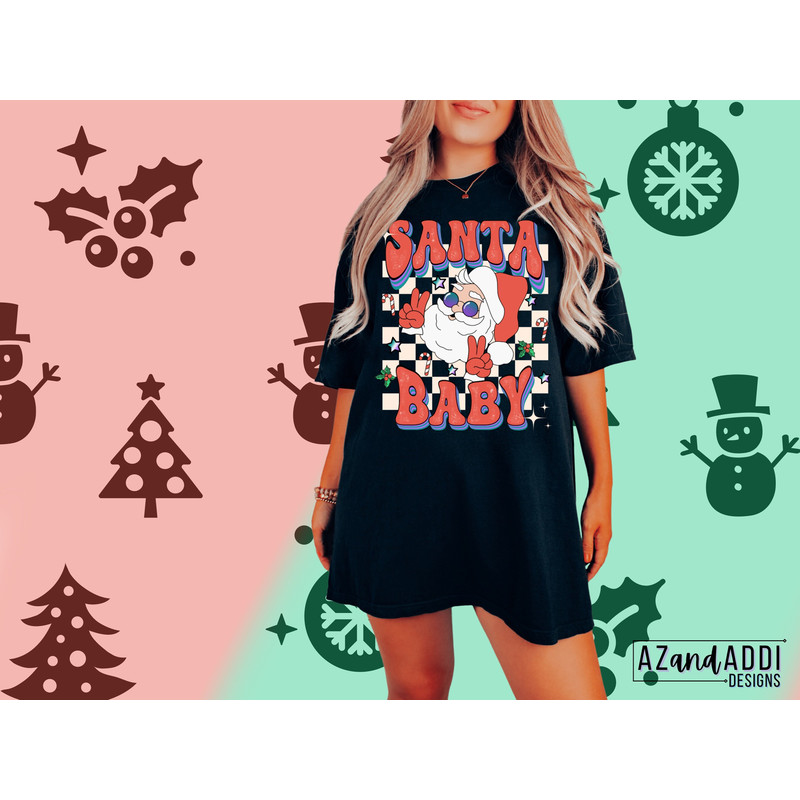 Santa Baby Png, Retro Christmas Png, Christmas Sublimation design, Retro Santa Claus Png, Groovy Christmas Png, Merry and Bright - 3.jpg