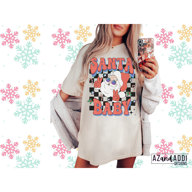 Santa Baby Png, Retro Christmas Png, Christmas Sublimation design, Retro Santa Claus Png, Groovy Christmas Png, Merry and Bright - 4.jpg