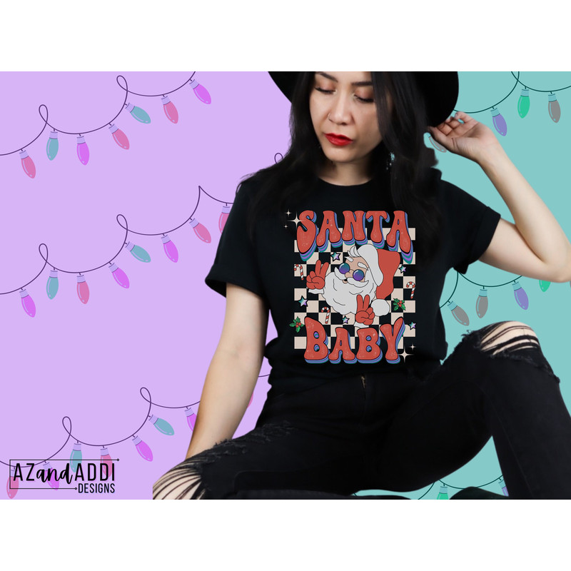 Santa Baby Png, Retro Christmas Png, Christmas Sublimation design, Retro Santa Claus Png, Groovy Christmas Png, Merry and Bright - 6.jpg