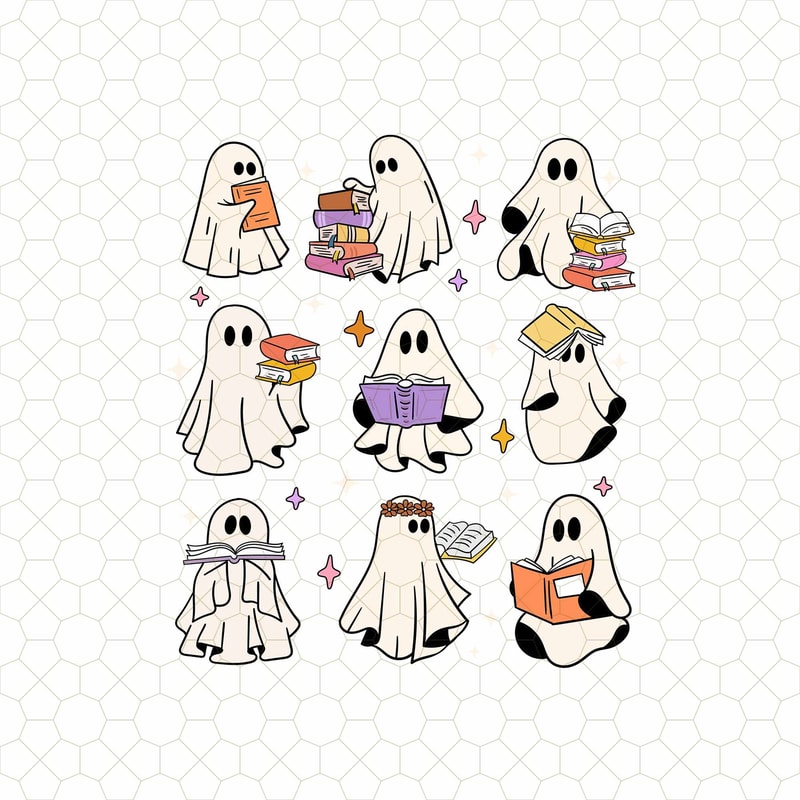 Ghost Reading Books png, Book Lover Png, Librarian Png, Teacher Png, Retro Halloween Png, Cute Ghost Png, Bookworm Book Lover Book Nerd - 1.jpg