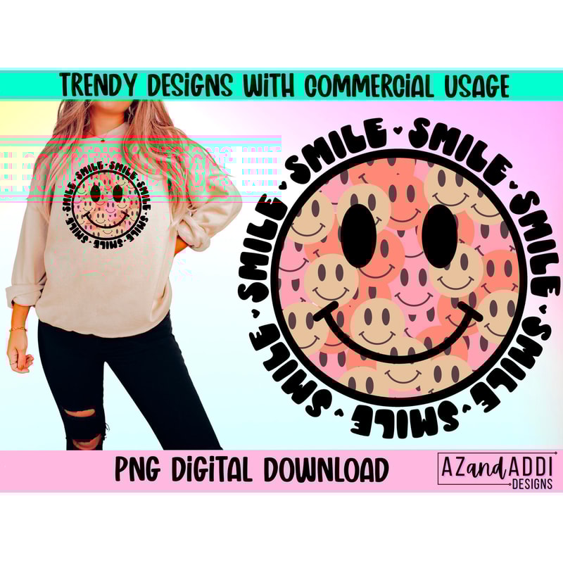 Smile png, smile more worry less png, smiley face png, retro smiley face, happy face png, positive vibes, good vibes only, retro sublimation - 1.jpg