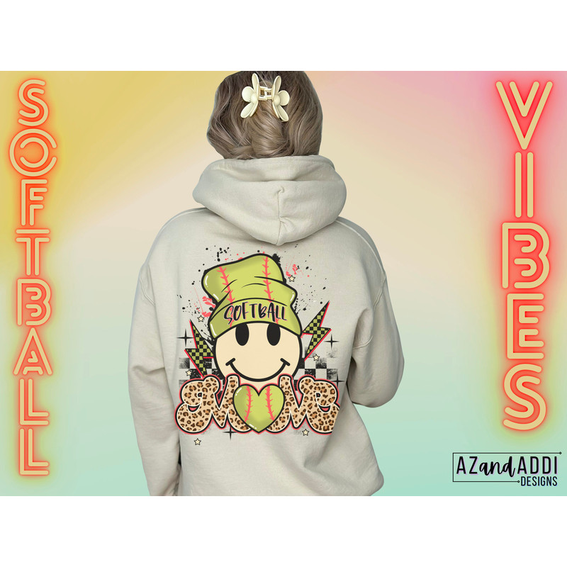Softball mom png, retro sports sublimation design, smiley face png, sports beanie png, softball png, trendy front and back digital download - 2.jpg