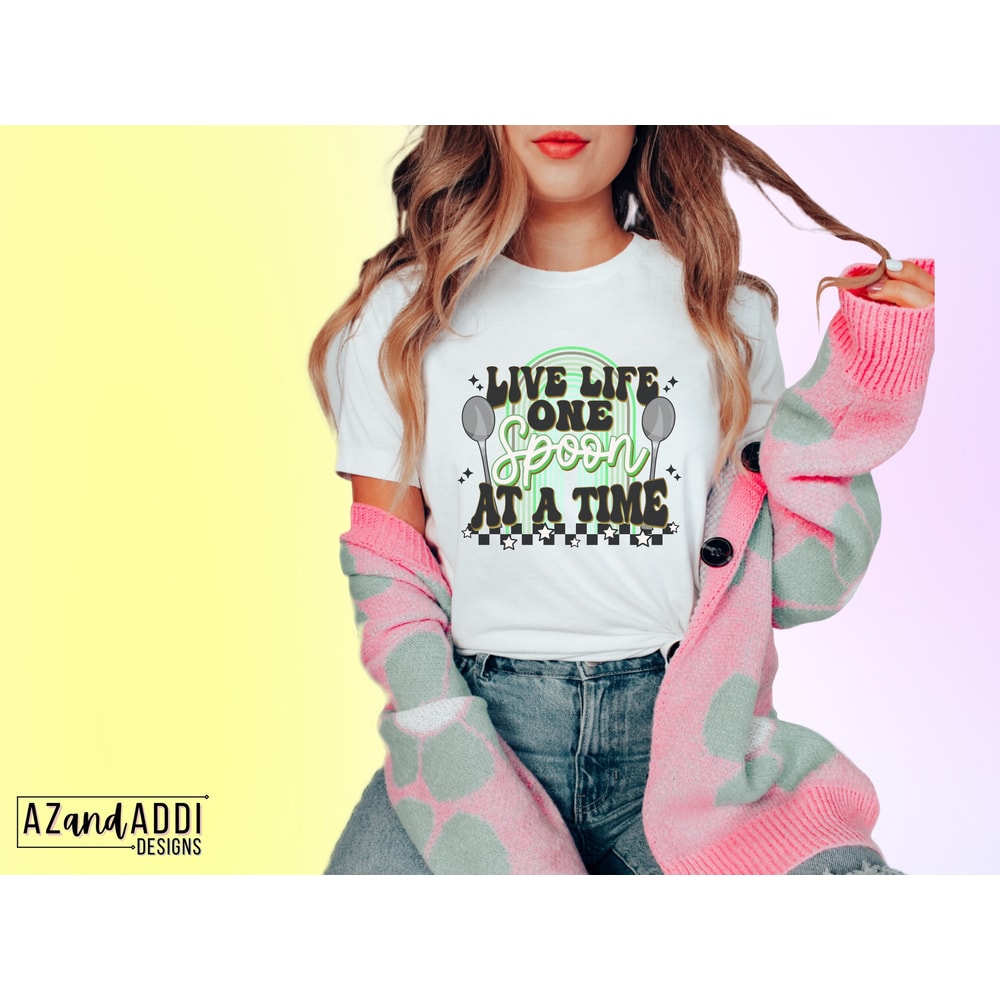 Spoon theory png, Spoonie png, retro spoon theory sublimation, live life one spoon at a time, chronic illness png, mental illness png - 3.jpg