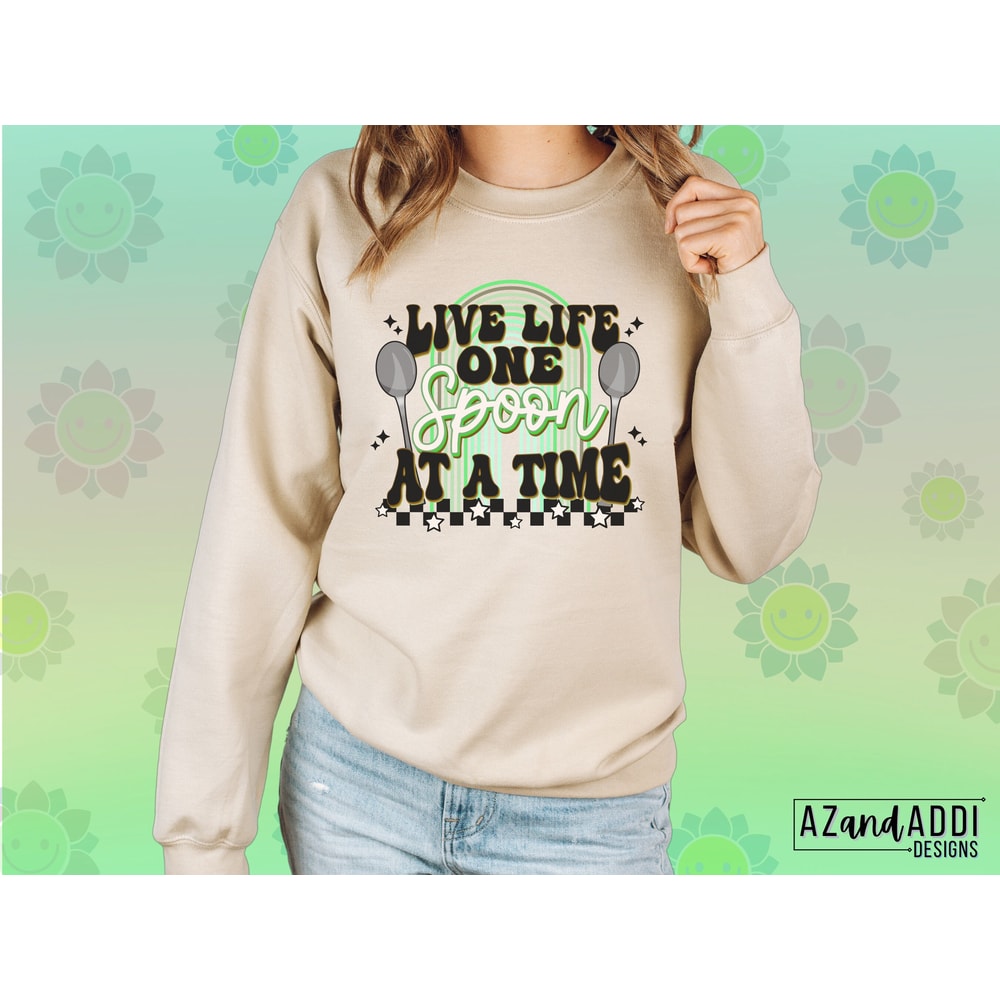 Spoon theory png, Spoonie png, retro spoon theory sublimation, live life one spoon at a time, chronic illness png, mental illness png - 5.jpg