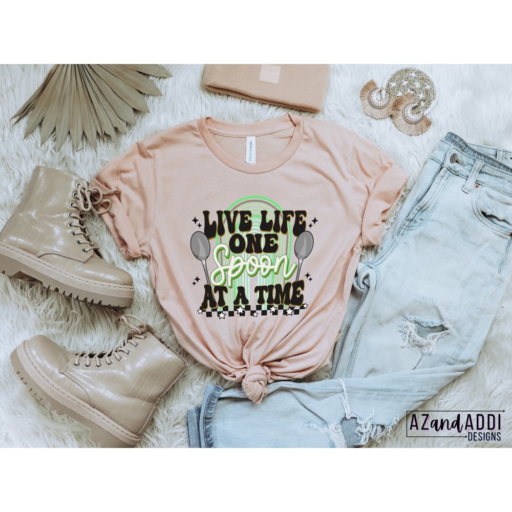 Spoon theory png, Spoonie png, retro spoon theory sublimation, live life one spoon at a time, chronic illness png, mental illness png - 6.jpg