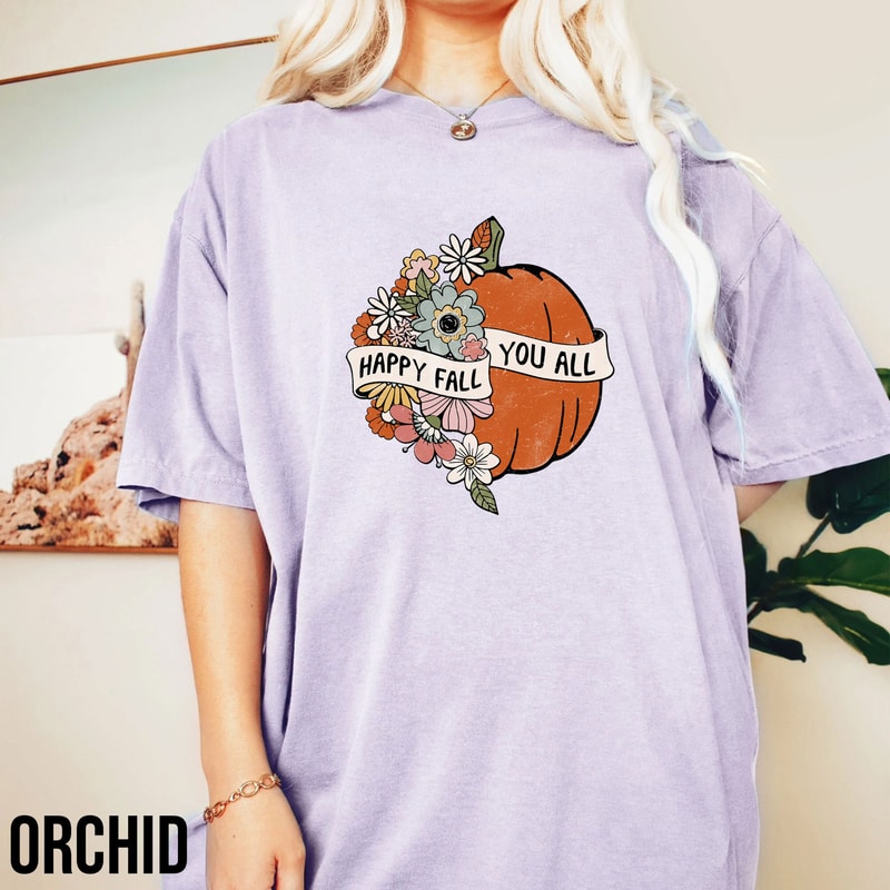Retro Fall Comfort Colors Shirt, Happy Fall Y'all Shirt, Fall Vibes Shirt, Cozy Season T-shirt, Thanksgiving Shirt, Halloween Gifts - 2.jpg
