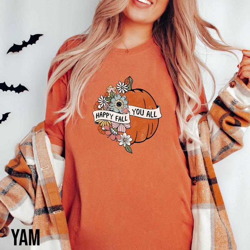 Retro Fall Comfort Colors Shirt, Happy Fall Y'all Shirt, Fall Vibes Shirt, Cozy Season T-shirt, Thanksgiving Shirt, Halloween Gifts - 3.jpg