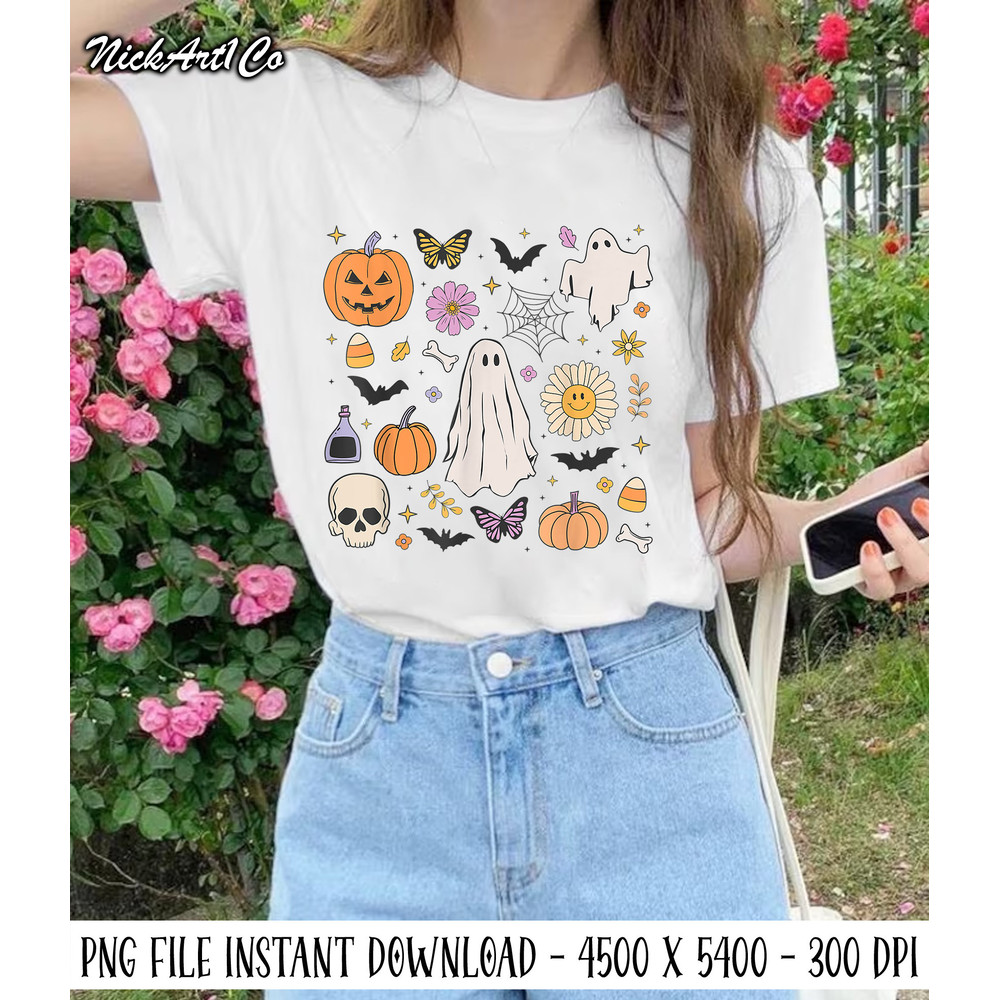 Retro Groovy Hippie Halloween Pumpkin Ghost Boo Png, Fall Autumn Png, Ghost Halloween, Spooky Season, Halloween Party, Halloween Gift - 1.jpg