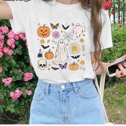 retro groovy hippie halloween pumpkin ghost boo png, fall autumn png, ghost halloween, spooky season