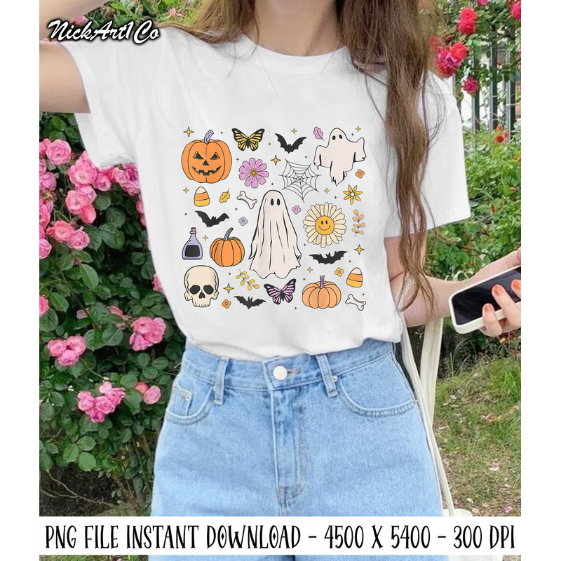 Retro Groovy Hippie Halloween Pumpkin Ghost Boo Png, Fall Autumn Png, Ghost Halloween, Spooky Season, Halloween Party, Halloween Gift - 1.jpg