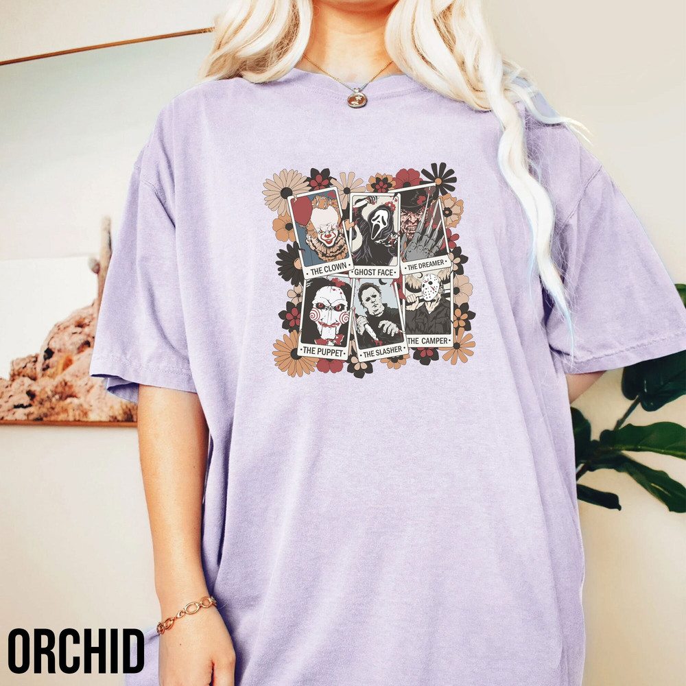 Retro Halloween Comfort Colors Shirt, Halloween Horror Movie Shirt, Horror Movie Character Sweatshirt, Halloween Characters Tarot Card Shirt - 2.jpg