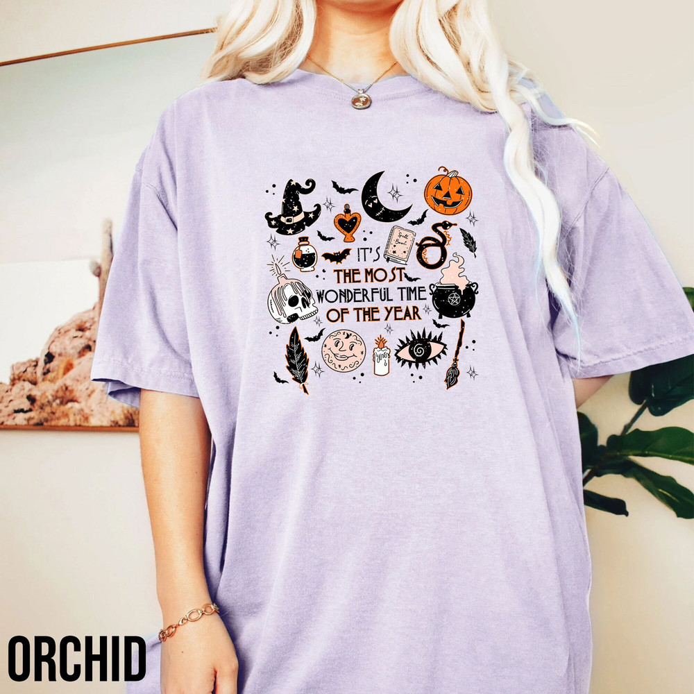 Retro Halloween Comfort Colors Shirt, Its The Most Wonderful Time Of The Year Shirt, Witch Pumpkin Skeleton Black Cat Ghost, Halloween Gifts - 2.jpg