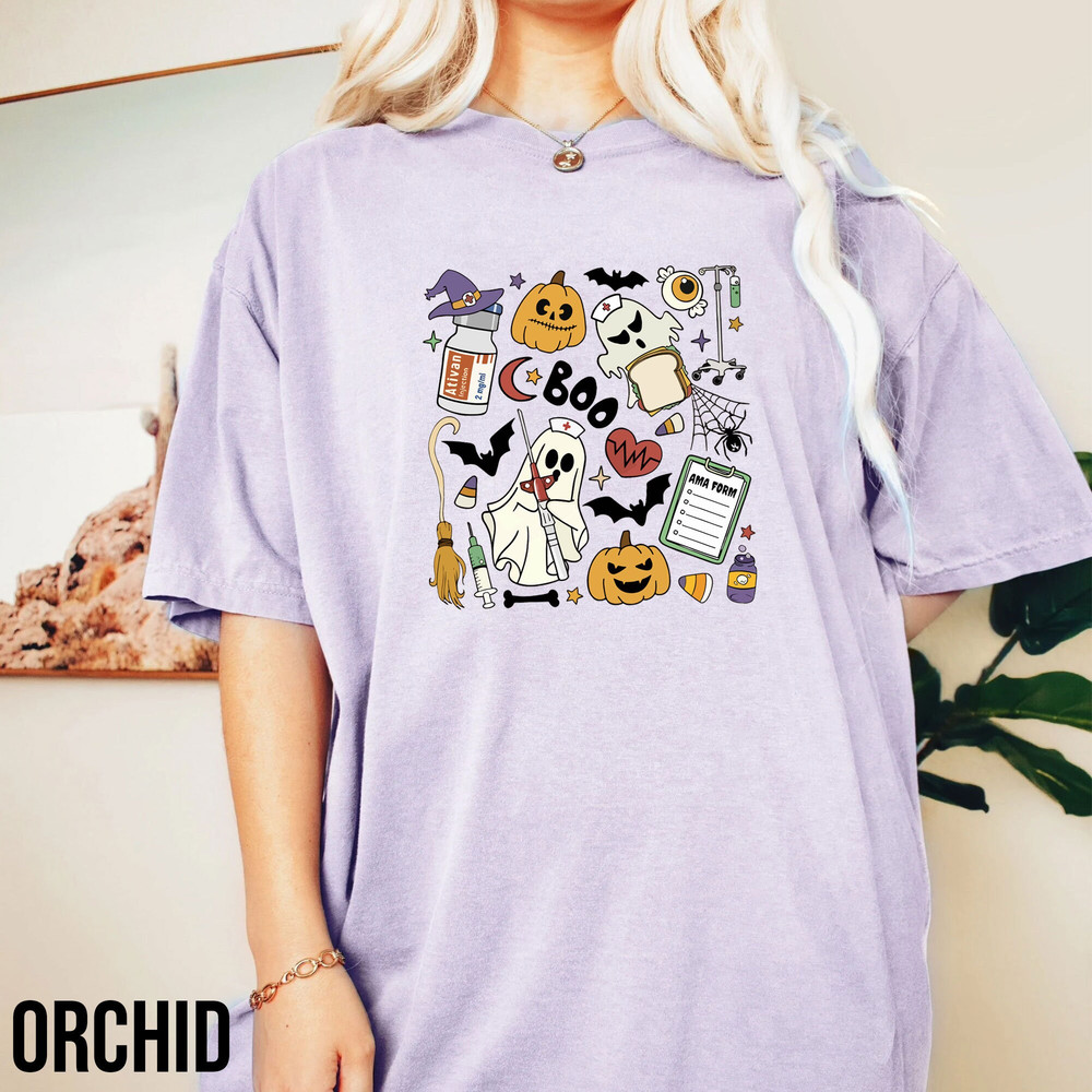 Retro Nurse Halloween Comfort Colors Shirt, Boo Boo Crew Nurse Shirt, Cute Ghost Nurse Shirt, Nurse Halloween Costume, Nurse Gifts - 1.jpg
