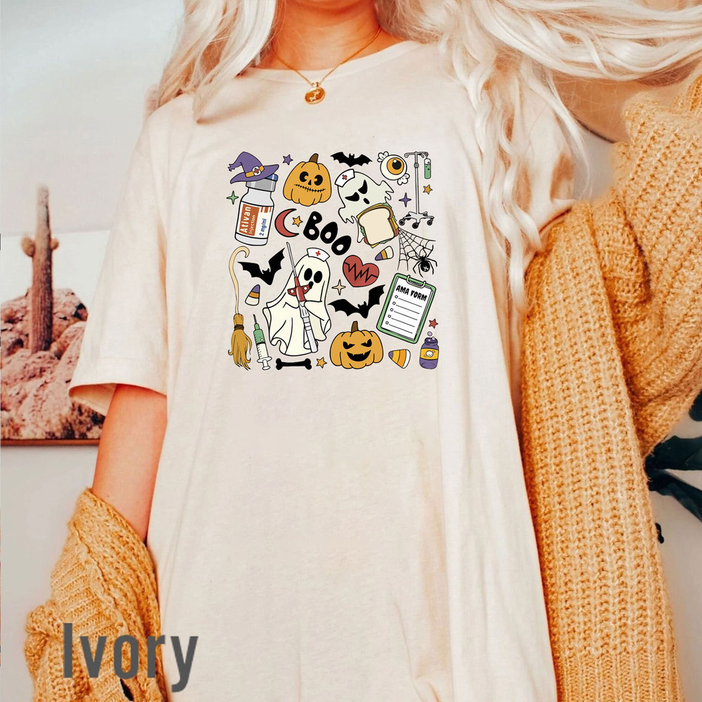 Retro Nurse Halloween Comfort Colors Shirt, Boo Boo Crew Nurse Shirt, Cute Ghost Nurse Shirt, Nurse Halloween Costume, Nurse Gifts - 2.jpg