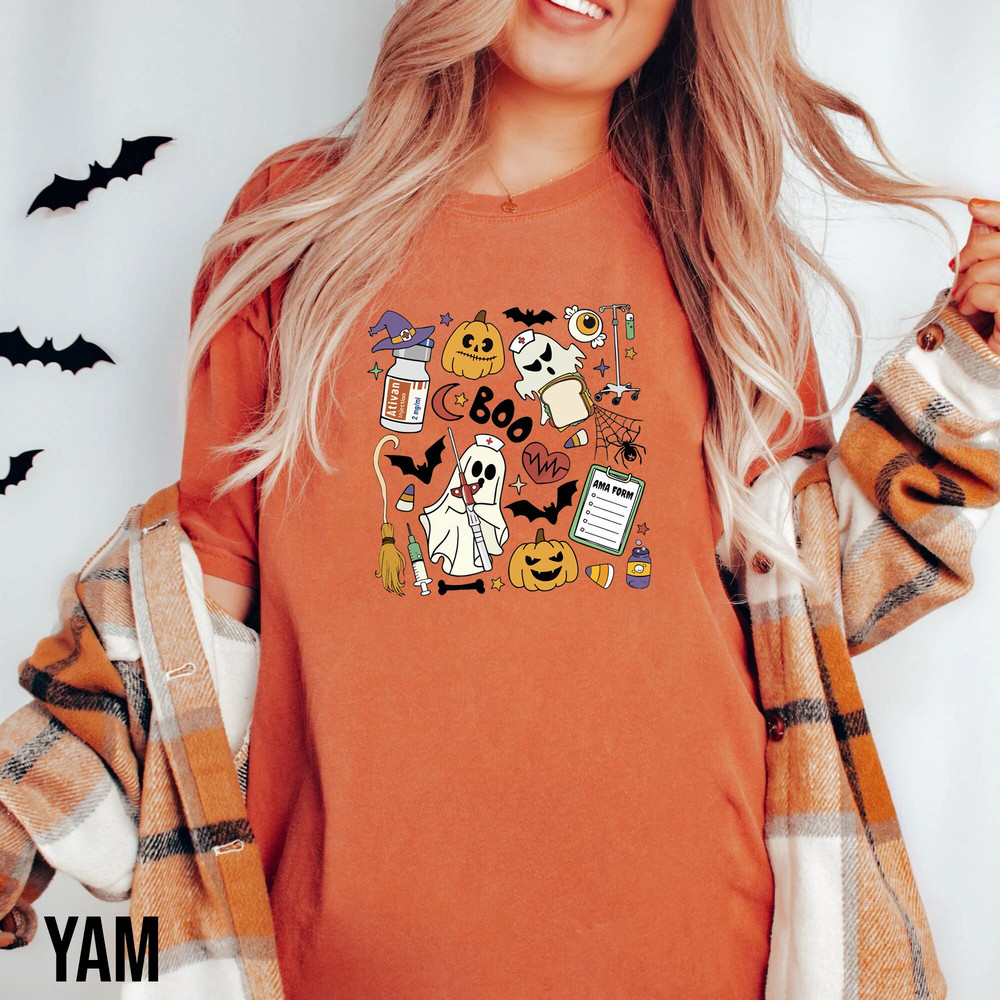 Retro Nurse Halloween Comfort Colors Shirt, Boo Boo Crew Nurse Shirt, Cute Ghost Nurse Shirt, Nurse Halloween Costume, Nurse Gifts - 3.jpg